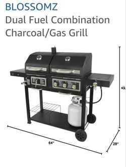Duel Fuel Combination Propane Gas And Charcoal Grill