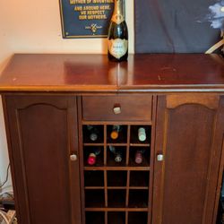 Wood Bar w/ Bottle Rack