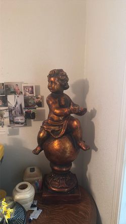 Gold Cherub Putto Figurine Statue