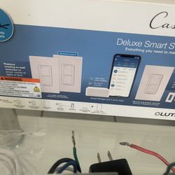 Lutron- Caseta Smart Switch (2 Count) Deluxe Kit with Smart Hub and Pico Remote, Neutral Wire Required (P-BDG-PKG2WS-WH)
