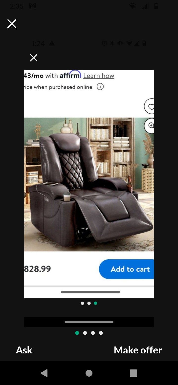 Brown Electric Recliner Power Recliner Theater Chair Brown