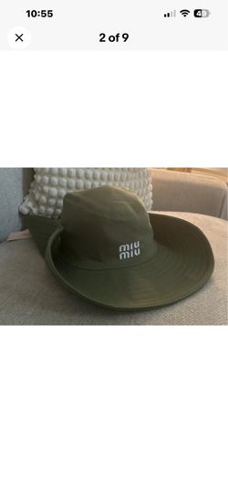 Miu Miu Embroidered Logo Drill Hat  56-57cm Army Olive Green New