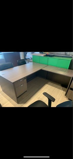 Executive desk l shape 72”x84” gray new! Sale!