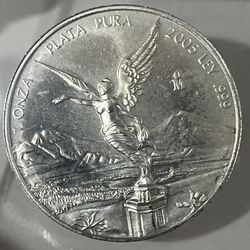 1 Oz Plata Pura 2005 Libertad Banco De Mexico