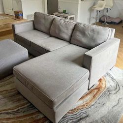 Living Spaces Beige 92" Reversible Chaise Sectional Sofa