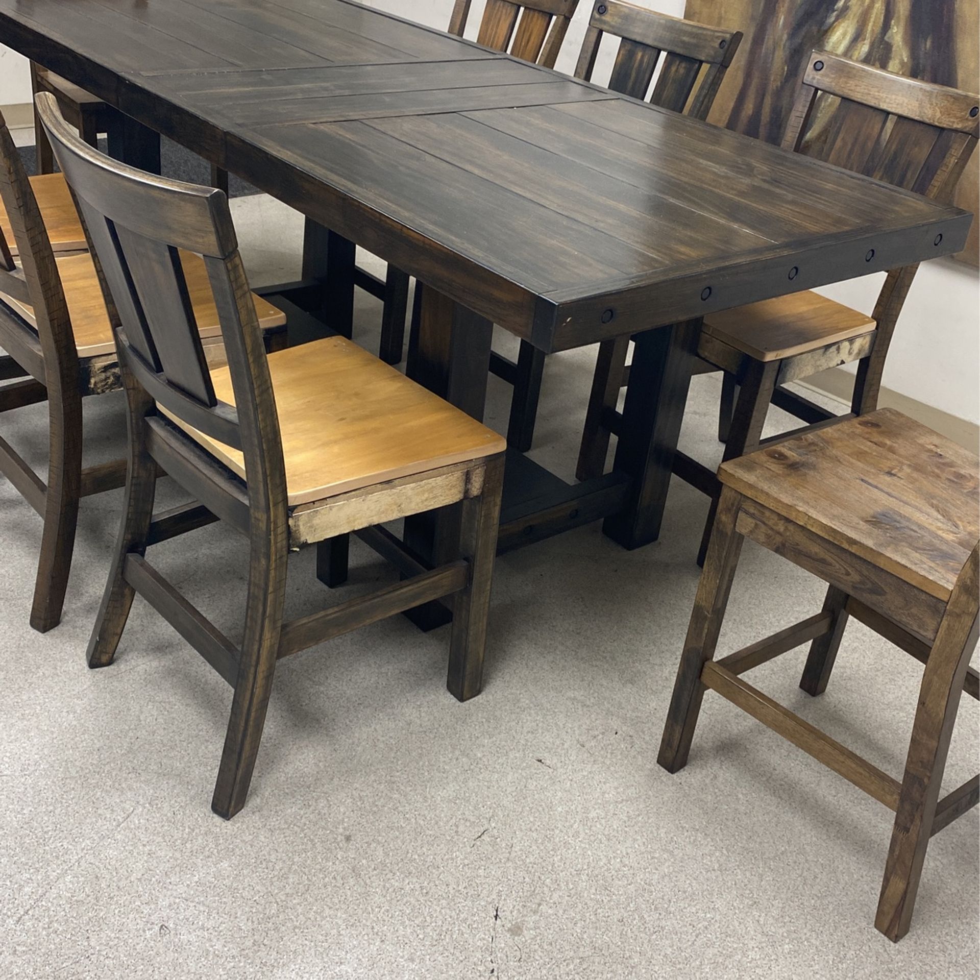 Rustic 8-Chair Dining Table