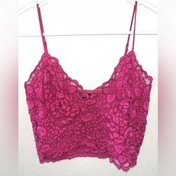 Pink Lace Crop Top - Express