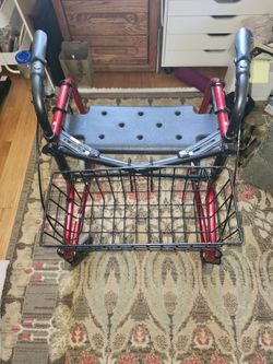 Foldable 4 Wheeled Walker w/ Brakes, Seat & Basket
