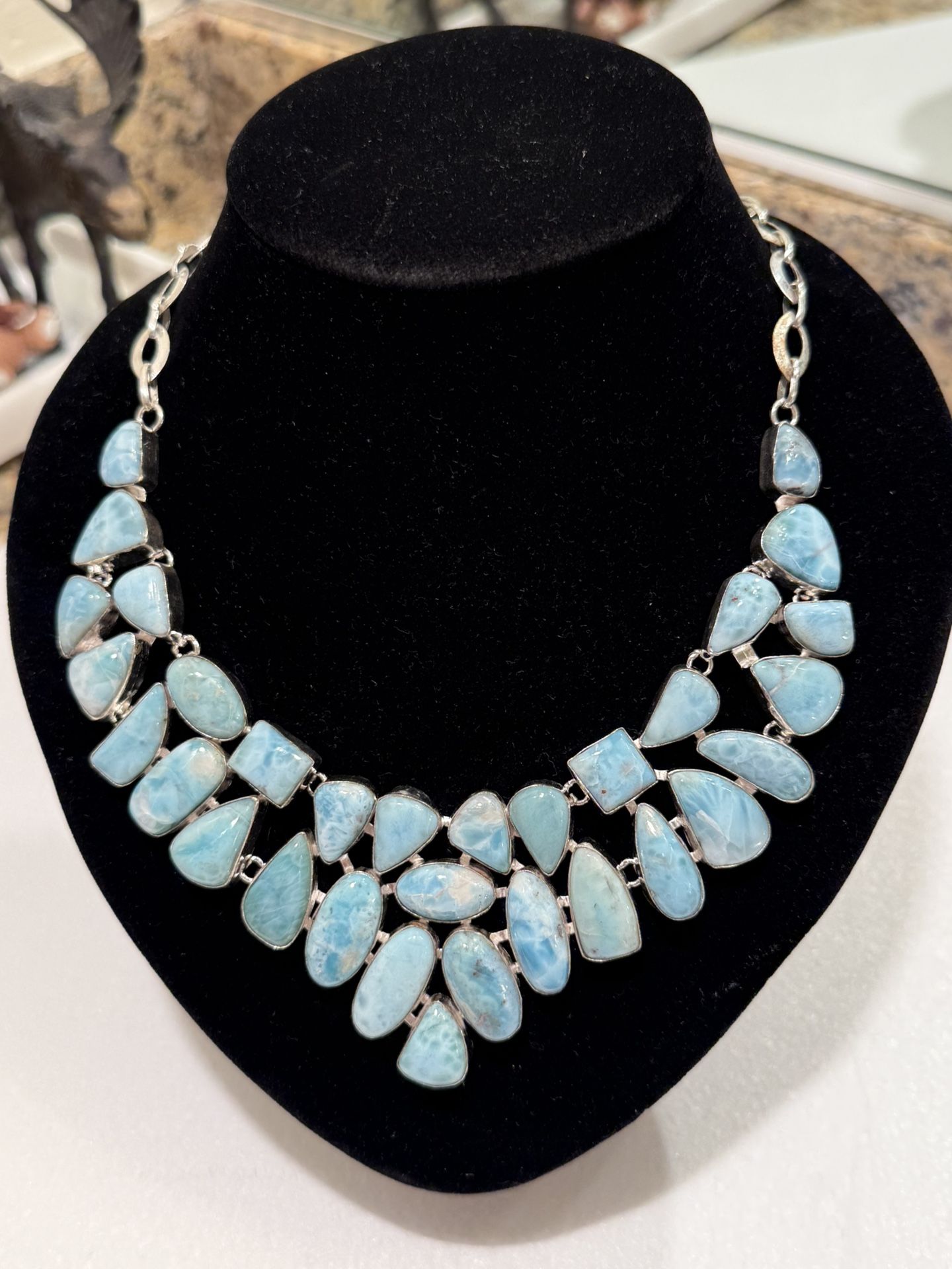 Sterling Silver Caribbean Larimar Necklace