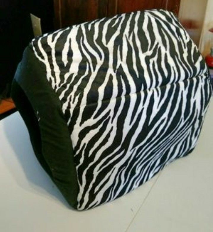 Small zebra print indoor dog house