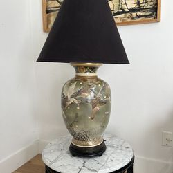 Antique / Vintage Japanese Vase Lamp Satsuma Porcelain Painted 