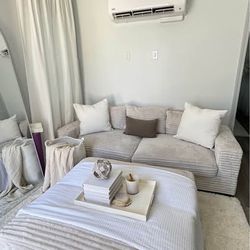 Cream Fabric Sectional Sofa