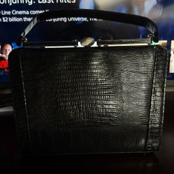 Black Vintage Reptile Leather Bag 
