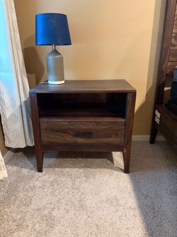 Hawthorne Collections Solid Sheesham Wood Brown Nightstand Rectangular 24"H x 26"W x 18"D
