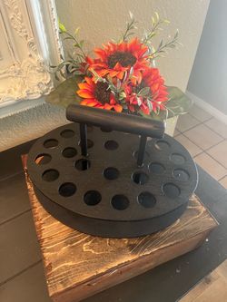 Black Wood Round Essential Oil Bottle Holder