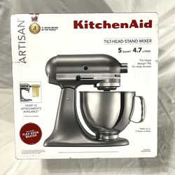 Brand New Kitchenaid Artisan Series 5 Quart Tilt Stand Mixer. With Four Mixing Accessories. Retails for $410.