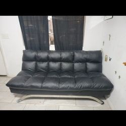 Convertible Leather Sofa Bed  Black 