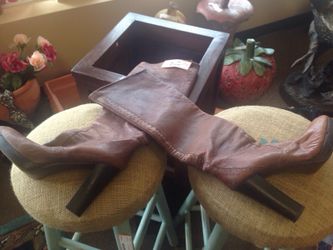 Brown Leather Boots, Italian Size 39