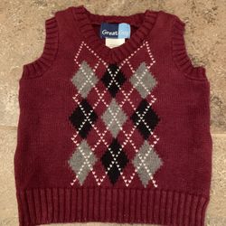 (LIKE NEW) Great Guy Toddler Boy Sleeveless V Neck Argyle Knit Vest, 18 months