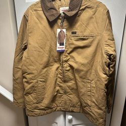 NWT  Canvas Work Jacket in Light Brown Size L 