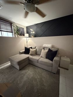 Gray Fabric Sectional Sofa with Chaise
