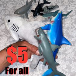 $5 Lot of educational Toys Sharks and sea creatures whale,Seal & plushie