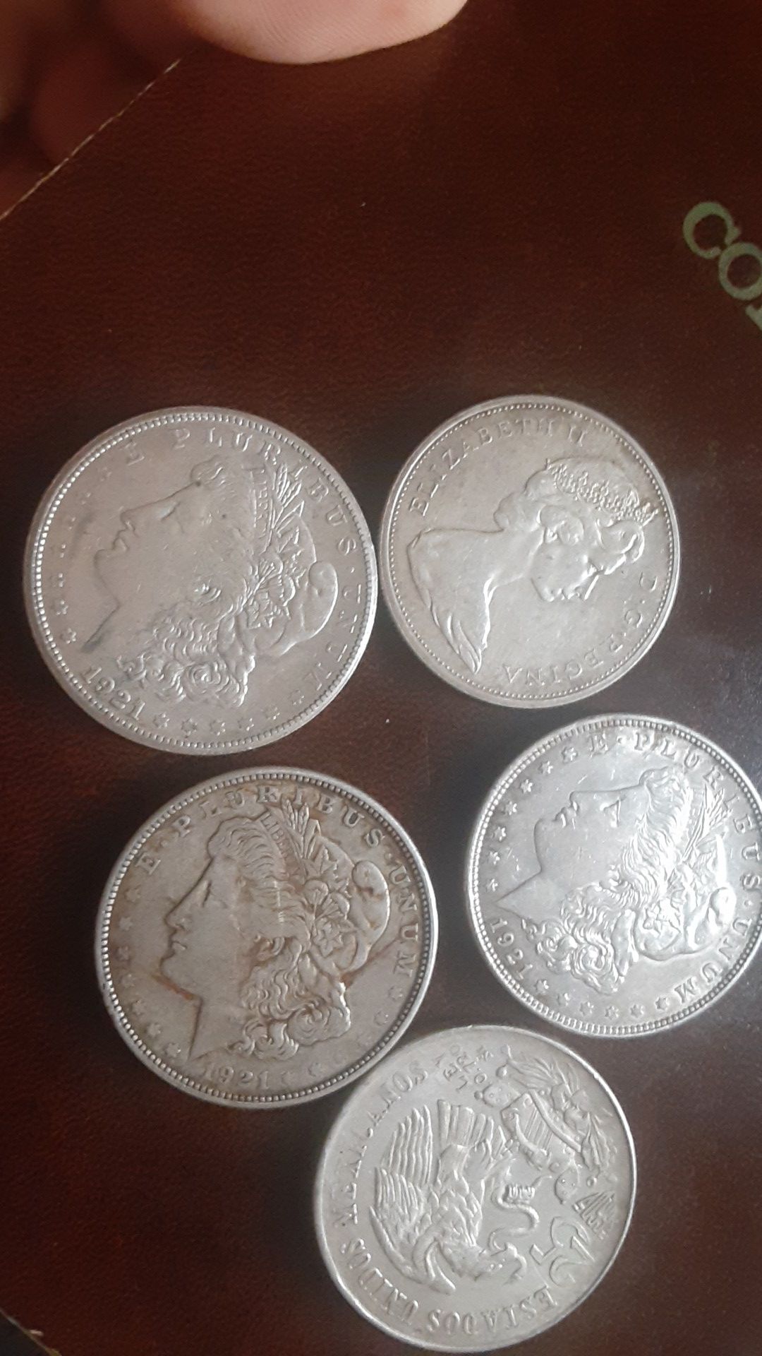 90 percent Silver coins 3 Morgan Dollars 1921
