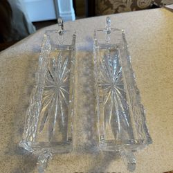 Cut Glass Cracker Dishes - pair