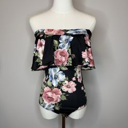 Windsor Black Floral Off-Shoulder One-Piece