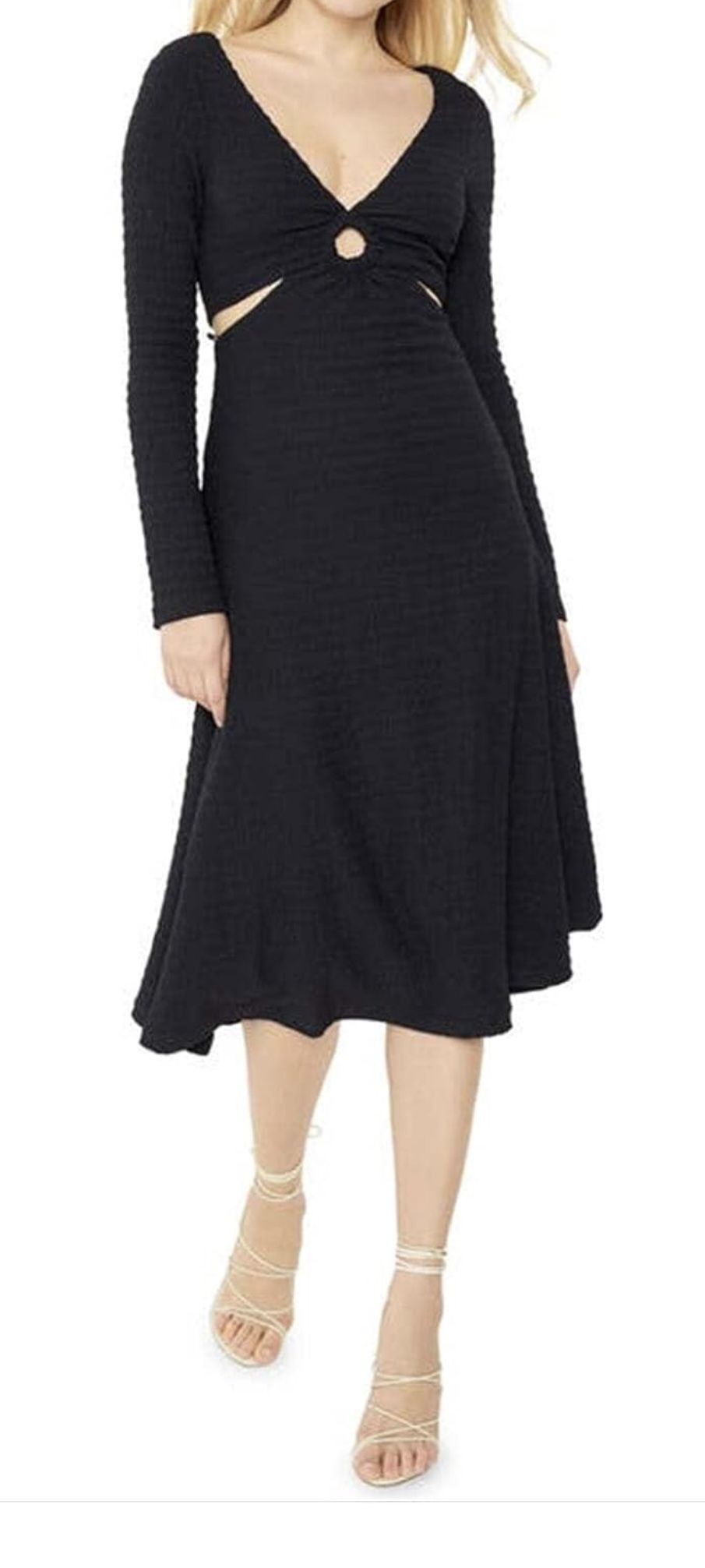 LIKELY Black Eila Cutout Waist Stretch Long Sleeve Dress Size 4 NWOT MSRP $298