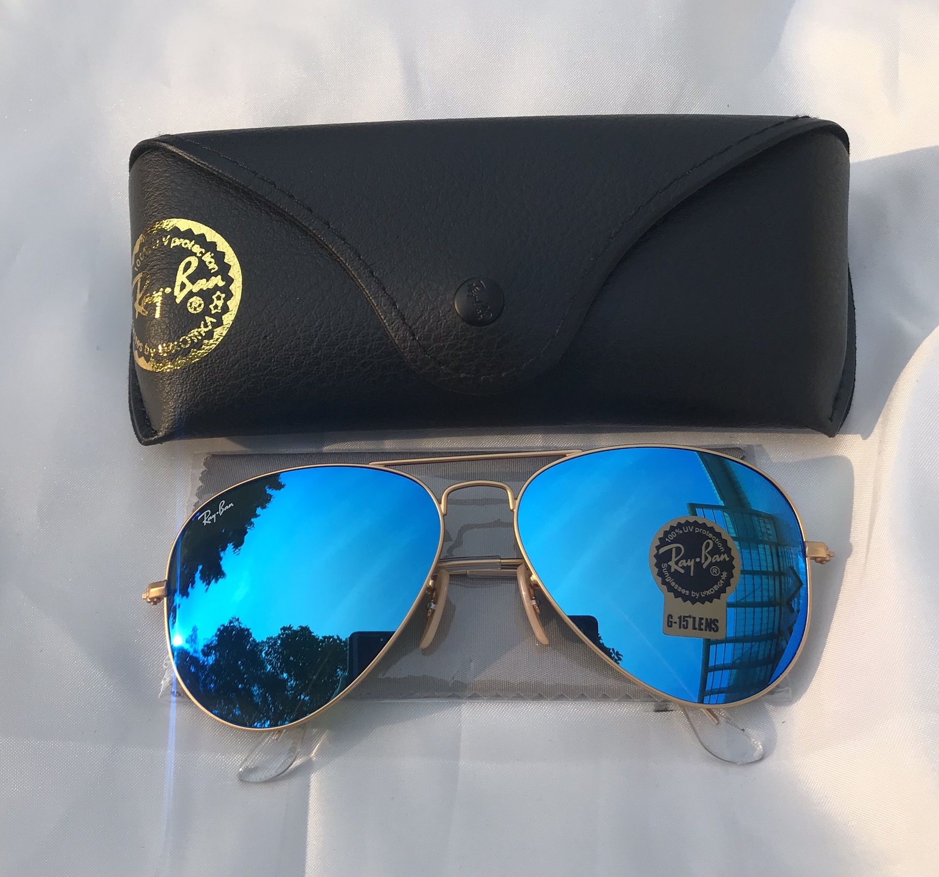 Blue Aviator Gold Frame Sunglasses