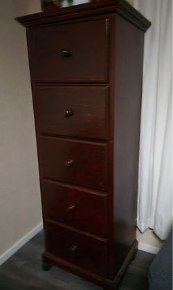 Tall Dark Wood 5-Drawer Chest