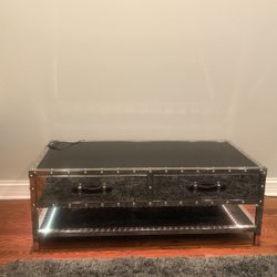 accent coffee table black  glass Metal changing  color  lights 