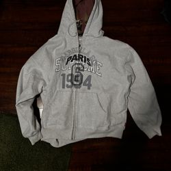 SUPREME X MM6 Grey Zip up Hoodie