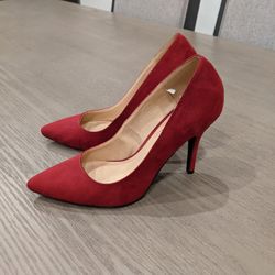 Red Pumps, 4 Inch Heels, Never Used, Size 8.5