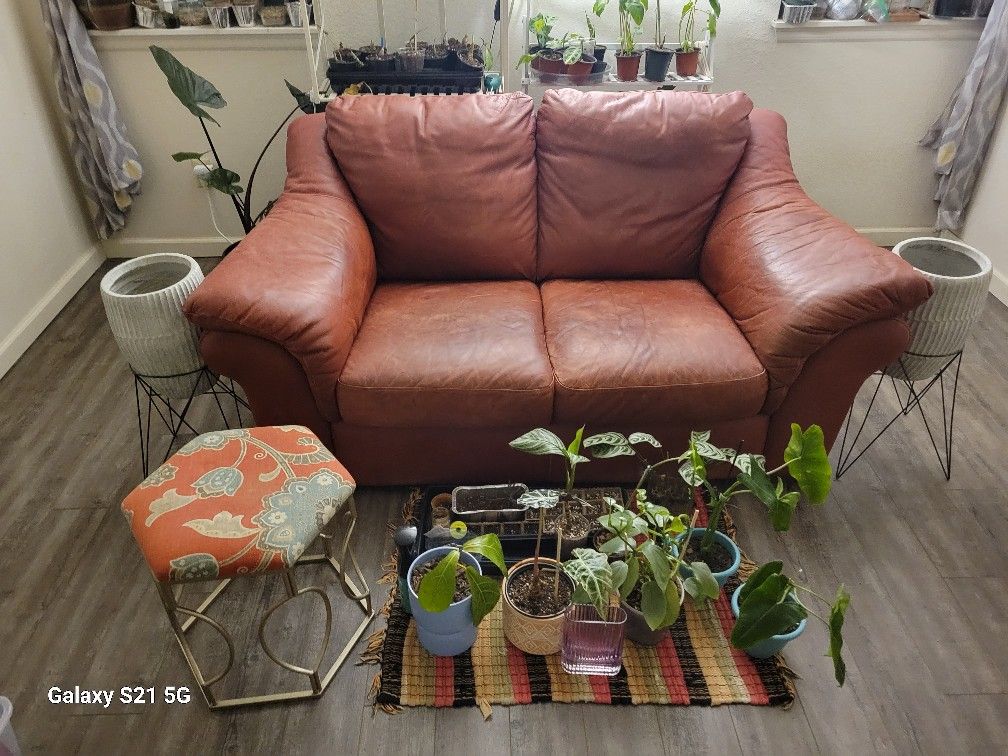 $74 July 4th Special: Genuine Red Leather Loveseat: Add a Splash of Style and Comfort to Your Home!