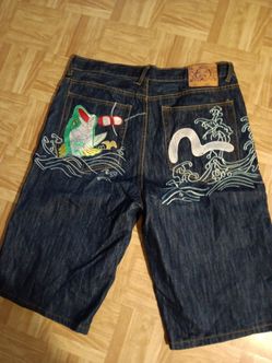 Evisu jeans denim mens shorts