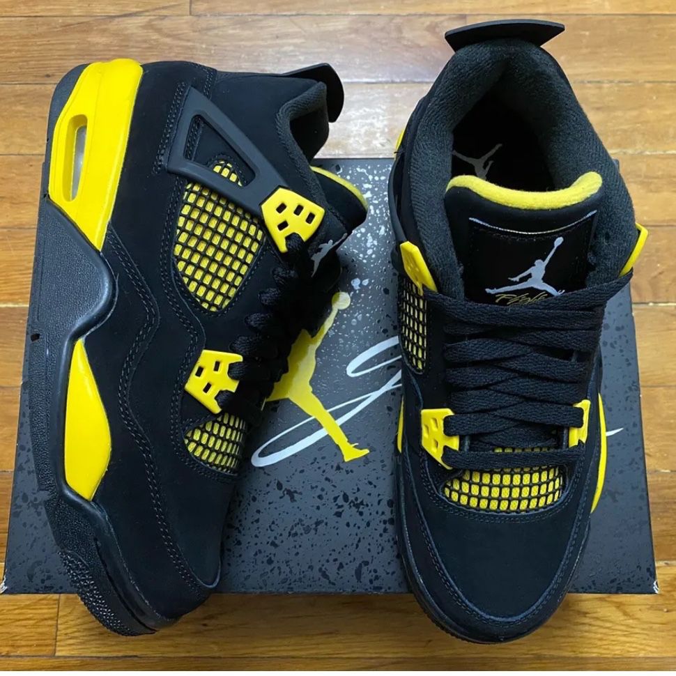 Jordan 4 Retro Thunder Black & Yellow  (2023)Sizes 7-13