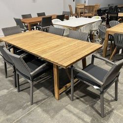 Modern 7PC Rectangular Dining Set – 100% FSC Teak Wood | Open Box | Commercial Grade Heavy Duty | Indoor & Outdoor | Closeout Deal + Delivery