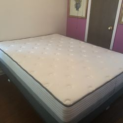 Coolvie 10 Inch Queen Mattress/9 Inch Box Spring/ Metal Frame With Wheels