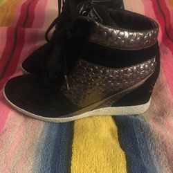 Beautiful Coach Wedges Patchwork Black 