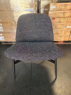 Modern Minimalist Armless Accent Chair with Metal Legs Upholstered in Fabric White &Black