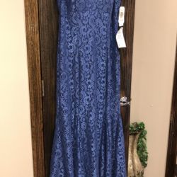 Women’s Formal Dress 14W 16W 20W Lace Mermaid Blue Gown RM Richards off Shoulder