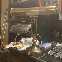 Brass Piano Tubular Two Bulb Desk Lamp