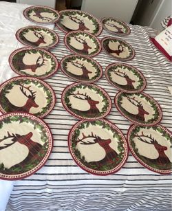 Christmas Reindeer Dinner melamine Plates Set