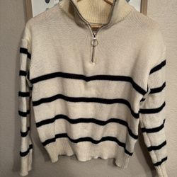 Cream/Black Striped Sweater