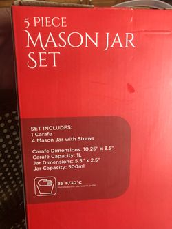 5 Piece Mason Jar Set with Carafe