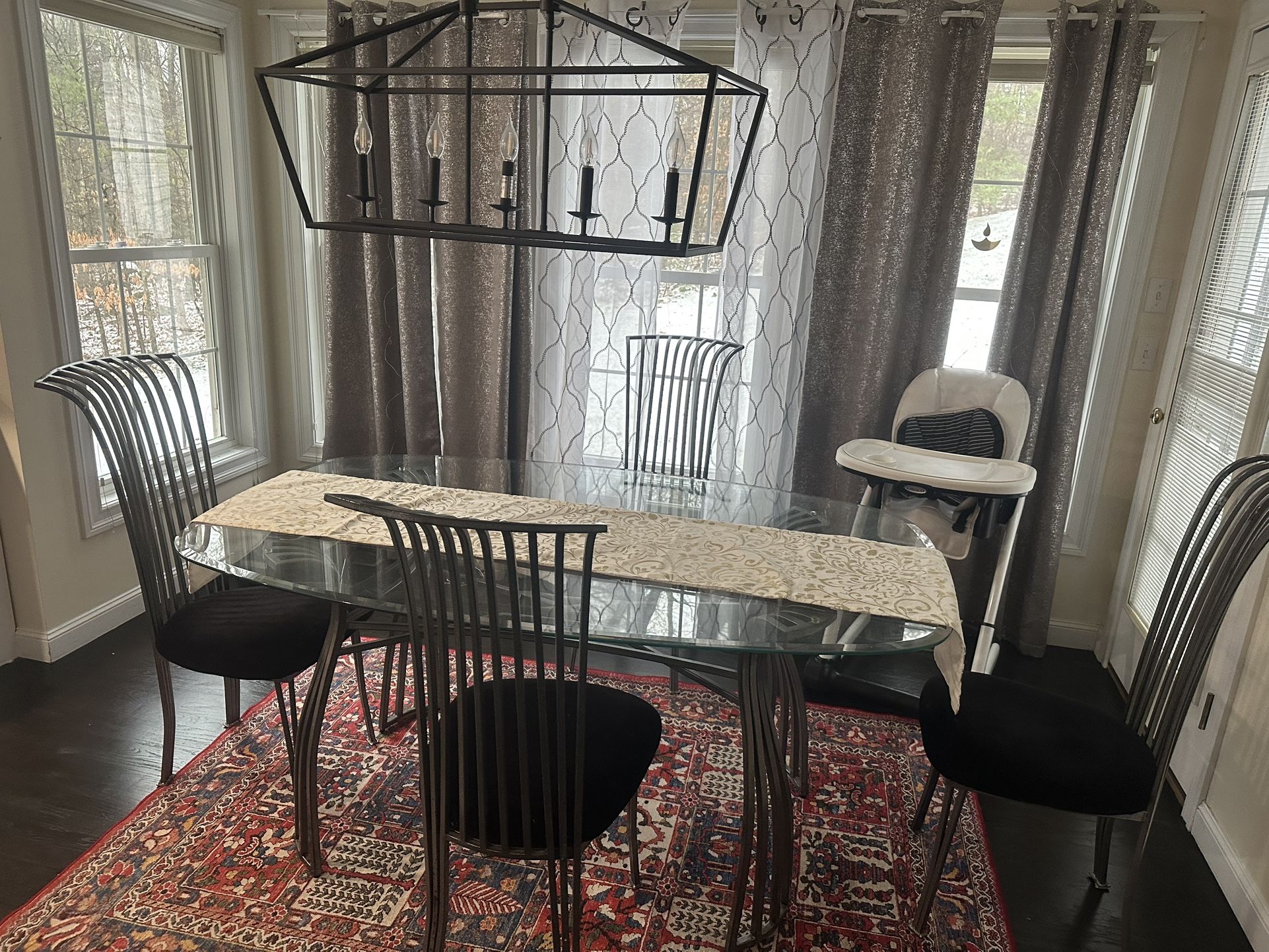 Glass Dining Table With 4 Chairs