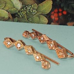 #1776, LUV AJ, SWAROVSKI CRISTALS, ROSE GOLD PLATED, KITE CRAWLER EARRINGS
