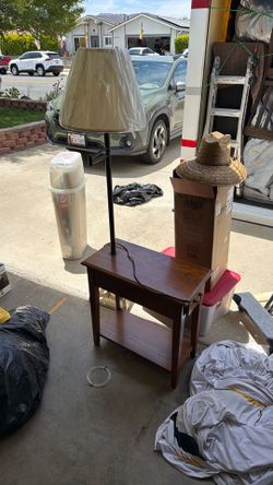 Lamp End Table with drawer and shelf.